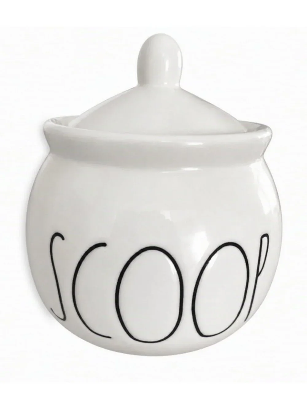 Rae Dunn SCOOP Canister Jar w/Lid White Ceramic Artisan Collection by Magenta